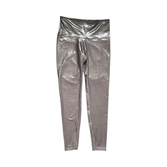 Old Navy Active Extra High-Rise Powersoft Leggings Silver Shine Metallic Large - Picture 1 of 14